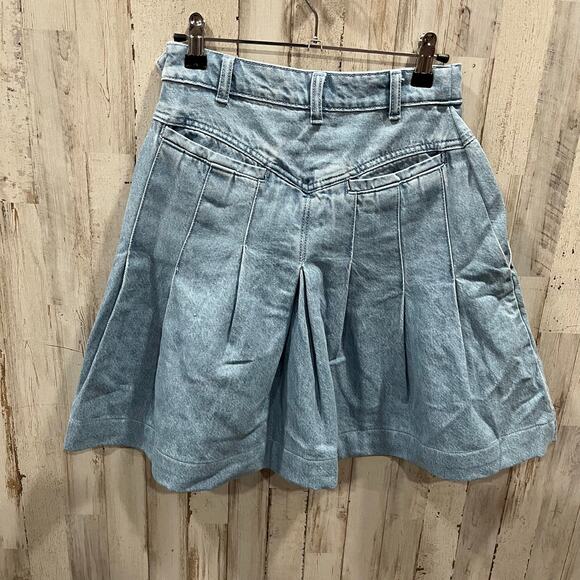 Free People Scout Denim Skirt Boho Aline Western Pleated Womens 0 100% Cotton - Picture 5 of 8